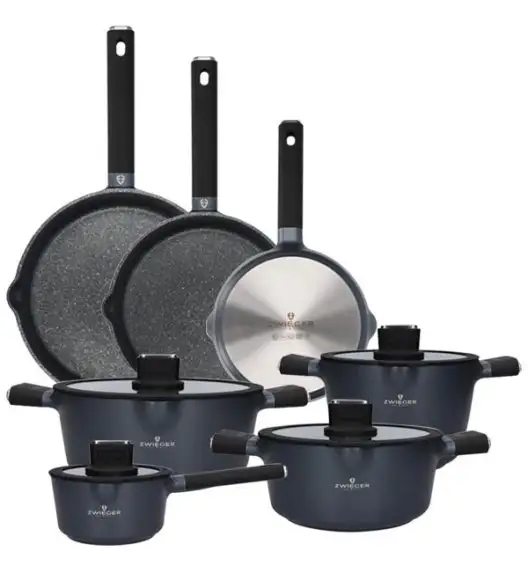ZWIEGER VESNA Komplet 4 garnków z pokrywkami + Patelnia 20, 24, 28 cm / GREBLON C3 non-stick / indukcja