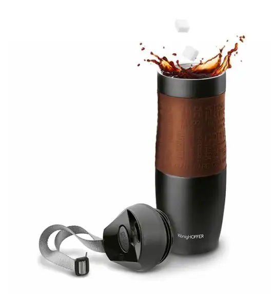 KonigHOFFER FRIZO Kubek termiczny 480 ml  / czarno-brązowy / stal nierdzewna