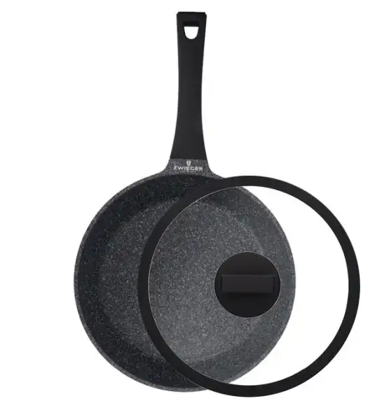ZWIEGER BLACK STONE Patelnia 28 cm + Pokrywka uniwersalna / GREBLON non-stick