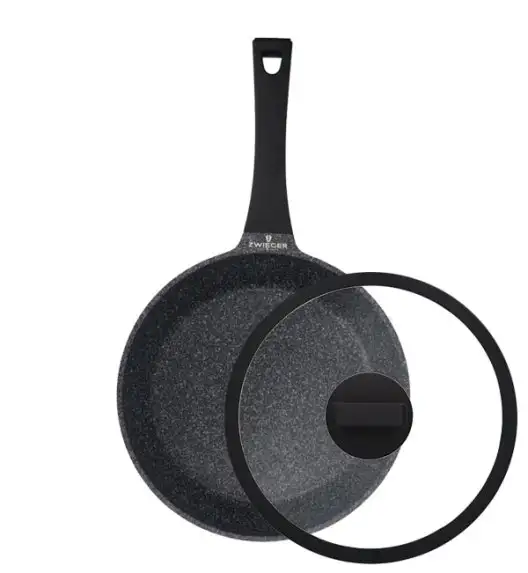 ZWIEGER BLACK STONE Patelnia 24 cm + Pokrywka uniwersalna / GREBLON non-stick