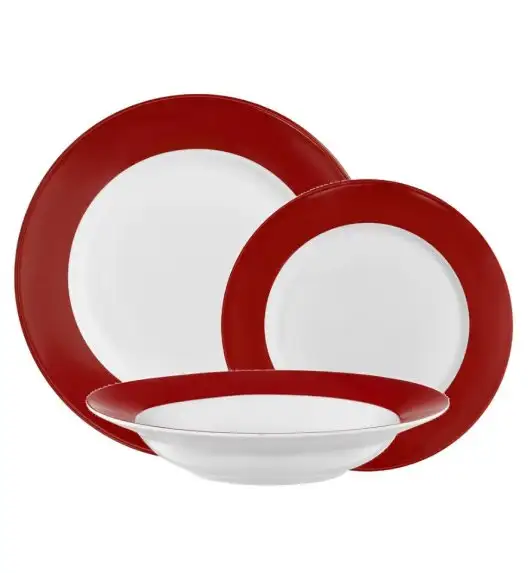 AMBITION AURA RED Serwis obiadowy / talerze 18-elementów dla 6 osób