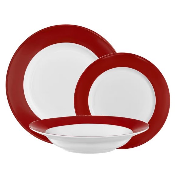 AMBITION AURA RED Serwis obiadowy / talerze 18-elementów dla 6 osób