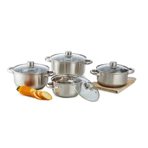 DOMOTTI SALLY Komplet garnków z pokrywkami 8 el / stal nierdzewna