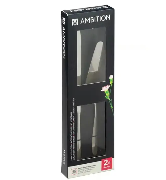 AMBITION ROMA Sztućce zestaw do tortu 2 el / łopatka, nóż / połysk