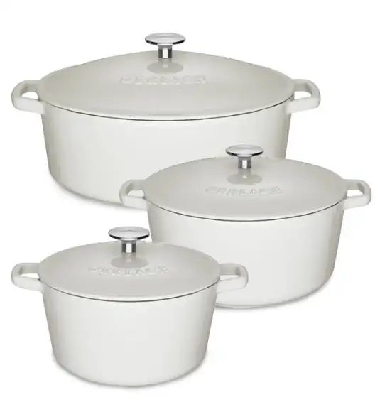 GERLACH NATUR IRON Komplet 2 garnków z pokrywkami + brytfanna 6 el | żeliwo | indukcja