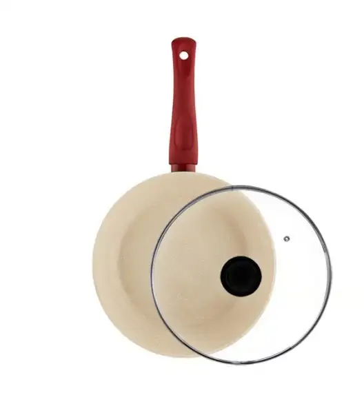 AMBITION ROSSO Patelnia 28 cm + pokrywka szklana Tadar / Powłoka Qualum Basic Stone Edition