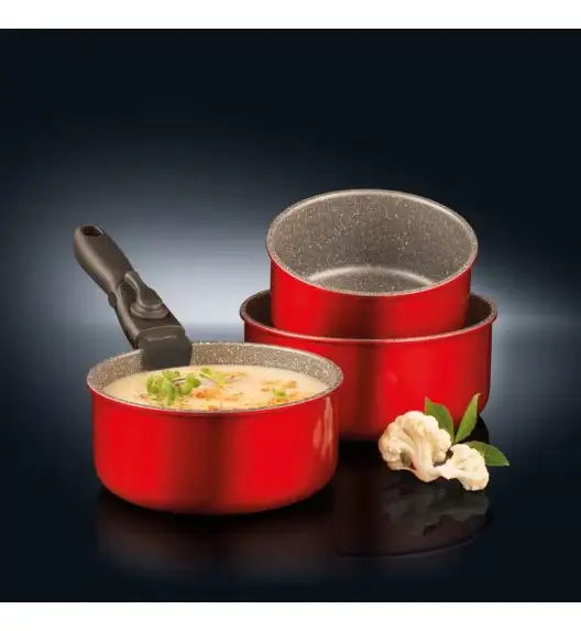 AMBITION JASPER Komplet 3 garnków z odpinaną rączką / Qualum Basic StoneEdition