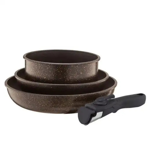 AMBITION GOLD Komplet 2 patelni z odpinaną rączką + garnek / Qualum Basic StoneEdition