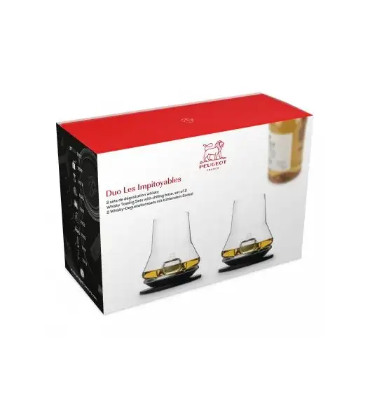 PEUGEOT LES Komplet 2 szklanek do degustacji whisky 380 ml + podstawki chłodzące