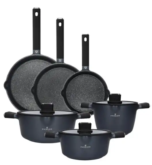 ZWIEGER VESNA Komplet 3 garnków z pokrywkami + Patelnia 20, 24, 28 cm / GREBLON C3 non-stick / indukcja