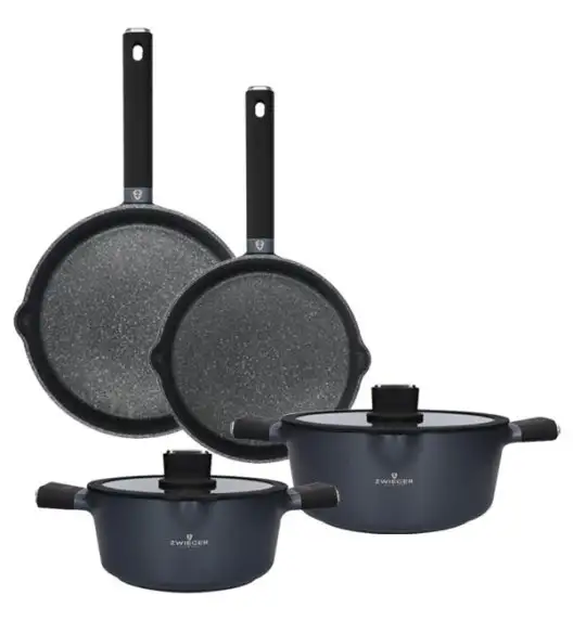 ZWIEGER VESNA Komplet 2 garnków z pokrywkami + Patelnie 24, 28 cm / GREBLON C3 non-stick / indukcja