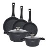 ZWIEGER BLACK STONE Zestaw garnków z pokrywkami 24, 28 cm + Patelnie 20, 24, 28 cm