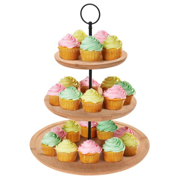 EXCELLENT HOUSEWARE Patera 3 poziomowa / drewno bambusowe