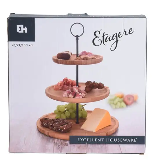 EXCELLENT HOUSEWARE Patera 3 poziomowa / drewno bambusowe