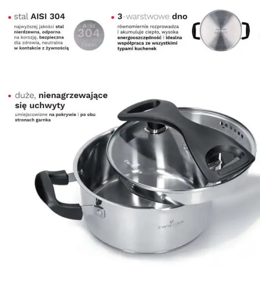 ZWIEGER GABRO Garnek z pokrywką do odcedzania 20 cm / 3 L / Stal nierdzewna