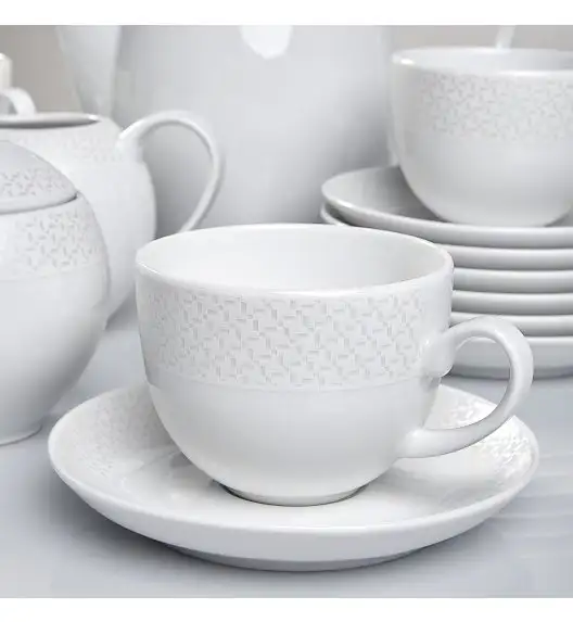 WYPRZEDAŻ! WAZA PEPITKA Zestaw 3 spodków pod filiżankę / porcelana