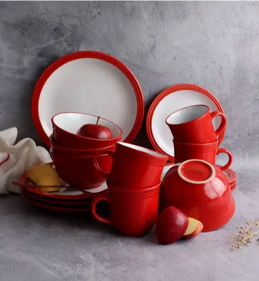 WYPRZEDAŻ! WATERSIDE CAMDEN RED Serwis obiadowy 16 el / 4 osób / porcelana