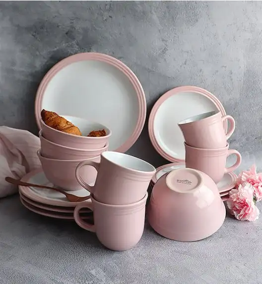 WYPRZEDAŻ! WATERSIDE CAMDEN PINK Serwis obiadowy 16 el / 4 osób / porcelana