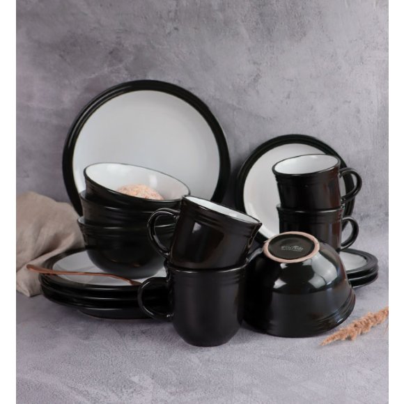 WATERSIDE CAMDEN BLACK Serwis obiadowy 32 el / 8 osób / porcelana