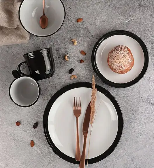 WATERSIDE CAMDEN BLACK Serwis obiadowy 48 el / 12 osób / porcelana