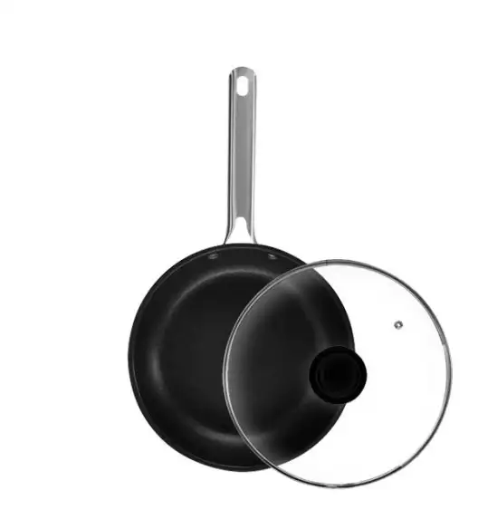 AMBITION ACERO Patelnia 24 cm + pokrywka szklana Tadar / powłoka Qualum / stal nierdzewna / indukcja
