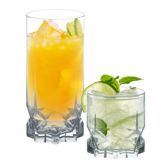 AMBITION DIAMOND Komplet 24 szklanek 325 ml / wysokie + niskie / szkło