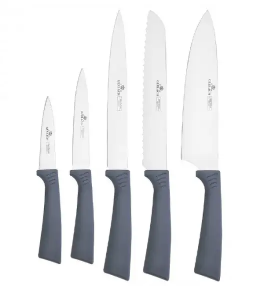 GERLACH SMART GREY Komplet 5 noży w bloku + ostrzałka+ deska