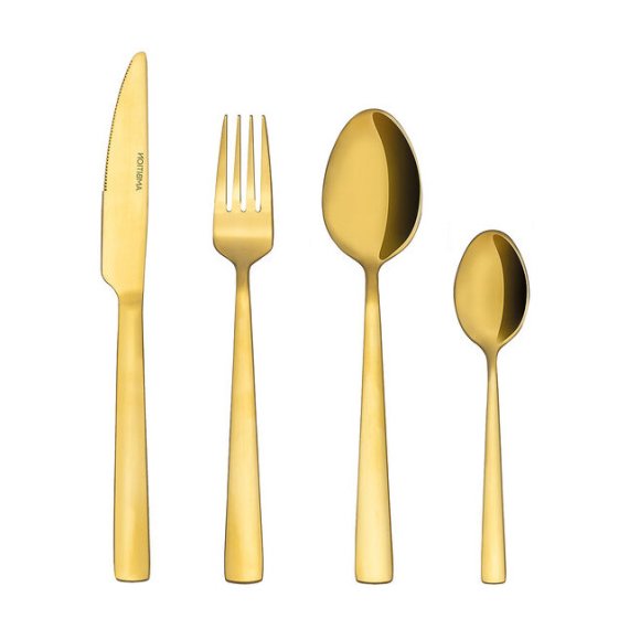 AMBITION MADENI GOLD Komplet sztućców złotych 16 el dla 4 osób w pudełku