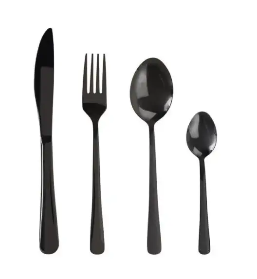 AMBITION MADENI BLACK Komplet sztućców czarnych 16 el dla 4 osób w pudełku