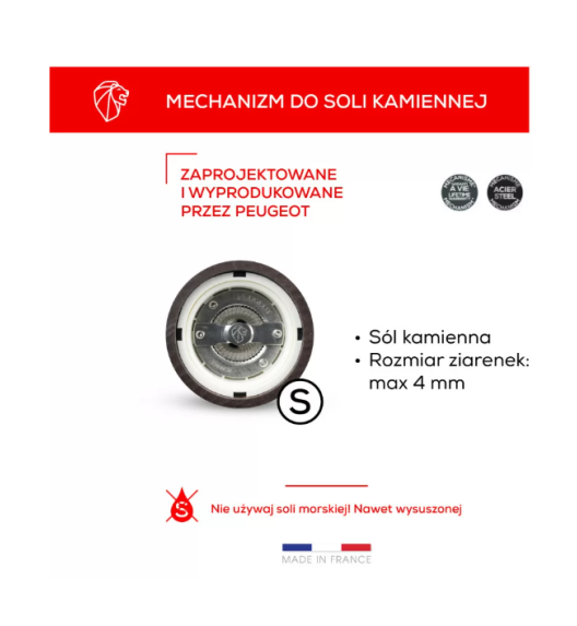 PEUGEOT LINE Młynek do soli 18 cm / natural aluminium