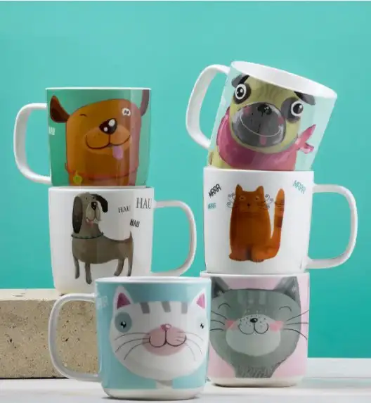 AMBITION PETS Kubek porcelanowy pies brązowy / 370 ml