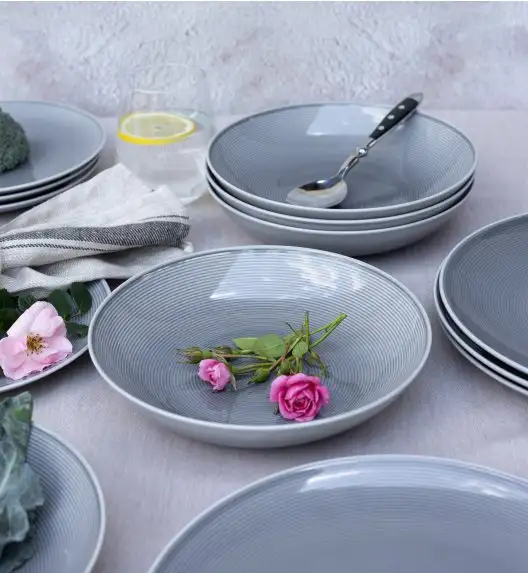 LUBIANA ETO MODERN K1 OPK Serwis obiadowy szary 72 el / 24 osób / porcelana ręcznie malowana