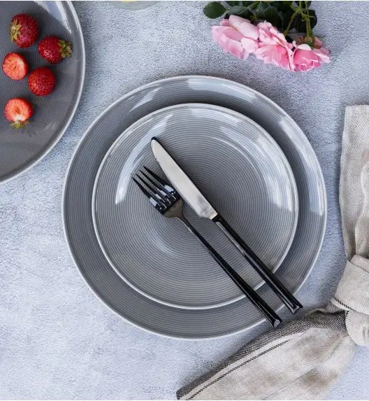 LUBIANA ETO MODERN K1 OPK Serwis obiadowy szary 72 el / 24 osób / porcelana ręcznie malowana