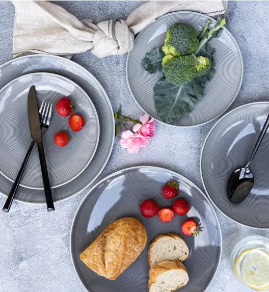 LUBIANA ETO MODERN K1 OPK Serwis obiadowy szary 72 el / 24 osób / porcelana ręcznie malowana