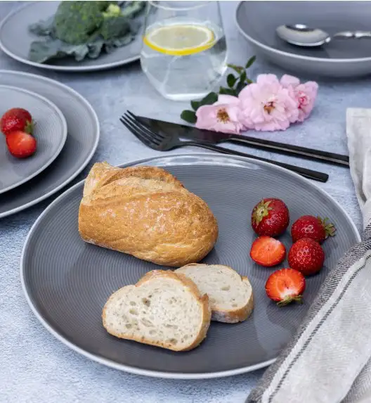 LUBIANA ETO MODERN K1 OPK Serwis obiadowy szary 72 el / 24 osób / porcelana ręcznie malowana