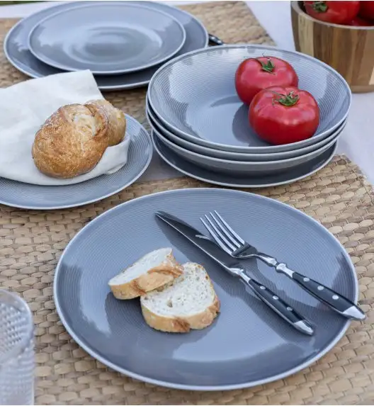 LUBIANA ETO MODERN K1 OPK Serwis obiadowy szary 72 el / 24 osób / porcelana ręcznie malowana