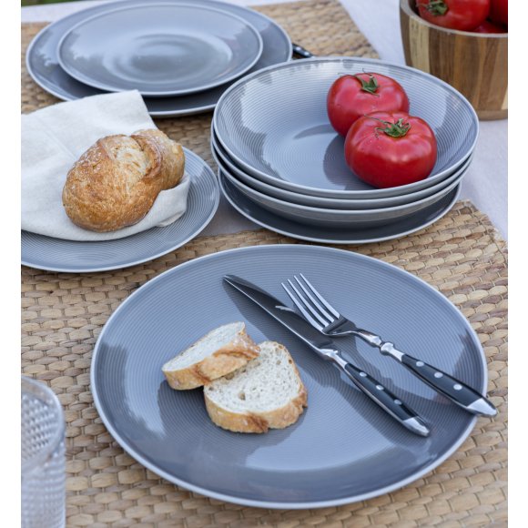 LUBIANA ETO MODERN K1 OPK Serwis obiadowy szary 72 el / 24 osób / porcelana ręcznie malowana