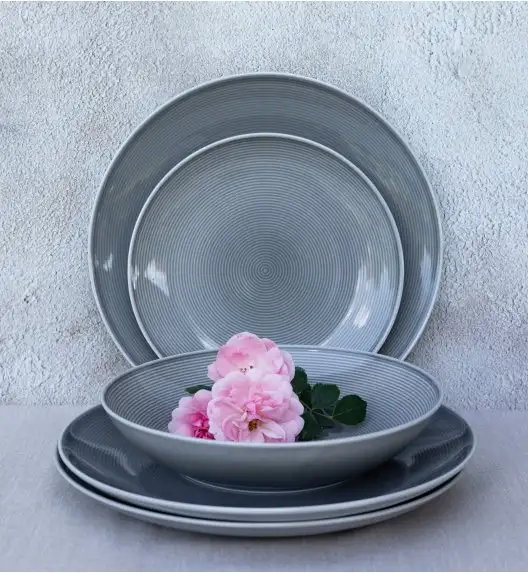 LUBIANA ETO MODERN K1 OPK Serwis obiadowy szary 72 el / 24 osób / porcelana ręcznie malowana