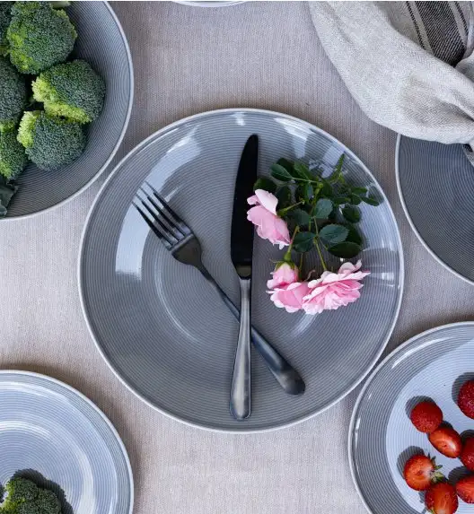 LUBIANA ETO MODERN K1 OPK Serwis obiadowy szary 72 el / 24 osób / porcelana ręcznie malowana