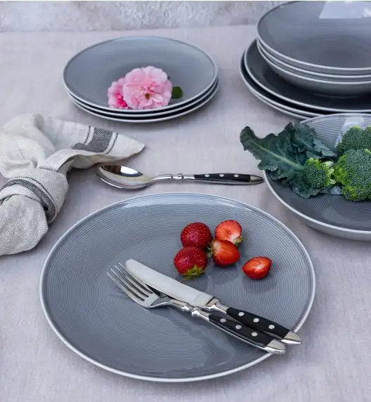 LUBIANA ETO MODERN K1 OPK Serwis obiadowy szary 72 el / 24 osób / porcelana ręcznie malowana
