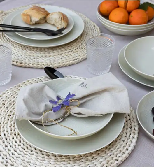 LUBIANA ETO MODERN KE00 Serwis obiadowy kremowy 18 el / 6 osób / porcelana ręcznie malowana