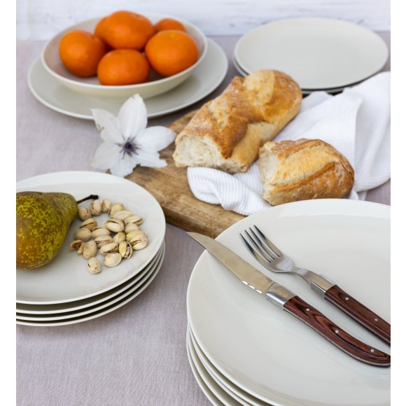 LUBIANA ETO MODERN KE00 Serwis obiadowy kremowy 54 el / 18 osób / porcelana ręcznie malowana