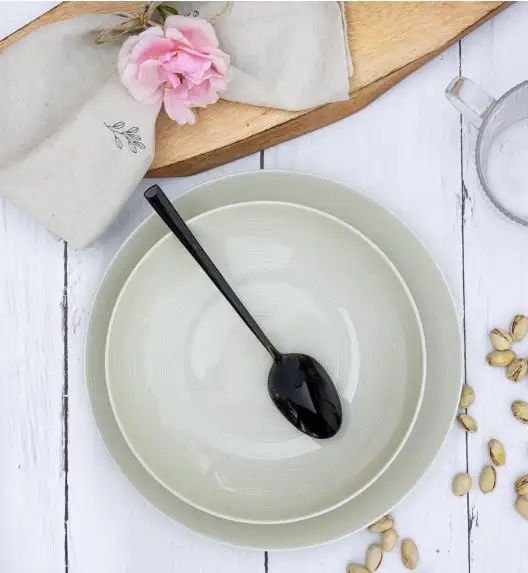 LUBIANA ETO MODERN KE00 Serwis obiadowy kremowy 54 el / 18 osób / porcelana ręcznie malowana