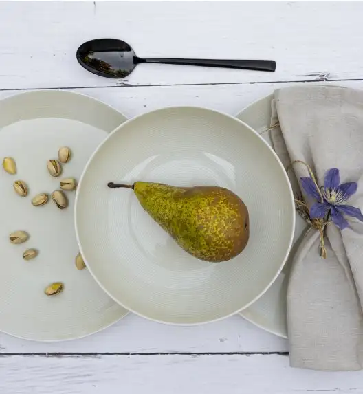 LUBIANA ETO MODERN KE00 Serwis obiadowy kremowy 54 el / 18 osób / porcelana ręcznie malowana