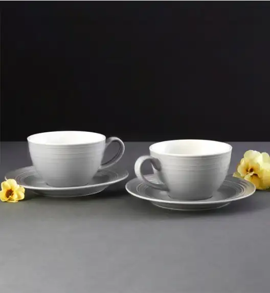 AMBITION LINEA Serwis kawowy szary 12 elementów dla 6 osób / porcelana