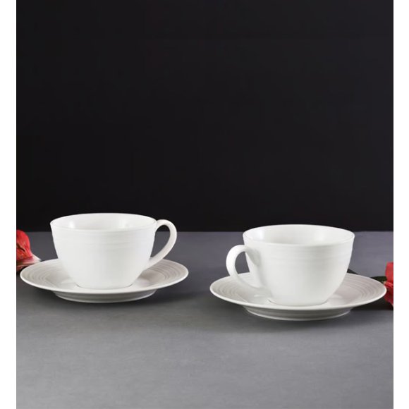 AMBITION LINEA Serwis kawowy biały 12 elementów dla 6 osób / porcelana