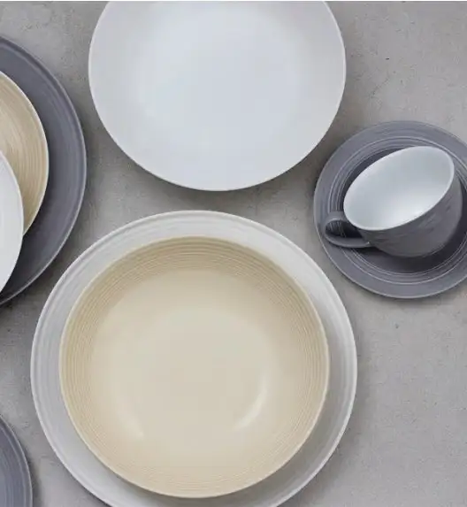 AMBITION LINEA Talerz deserowy 21 cm / biały / porcelana