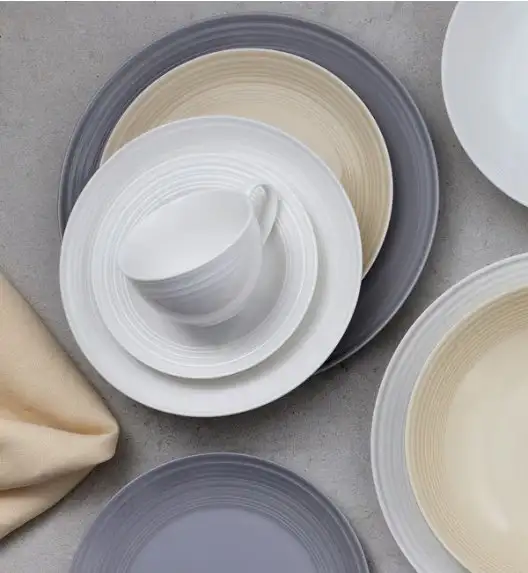 AMBITION LINEA Talerz deserowy 21 cm / biały / porcelana