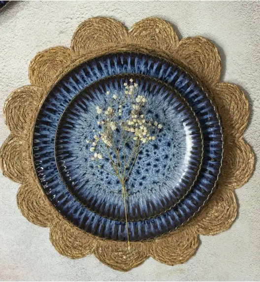 LUBIANA STONEWARE CERAMIKA / COSMOS / Serwis obiadowy 18 elementów dla 6 osób / odcień niebieskiego