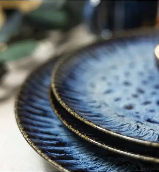 LUBIANA STONEWARE CERAMIKA / COSMOS / Serwis obiadowy 18 elementów dla 6 osób / odcień niebieskiego